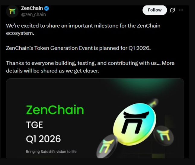 ZTC Tokenomics Just Dropped: Zenchain Airdrop Eyes Q1 2026 Mainnet Listing — Which Exchange Is Next?