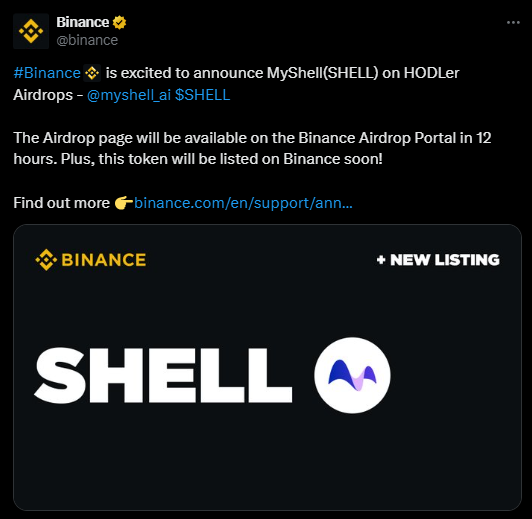 MyShell (SHELL) Token Price Pumps 45% After Binance HODLer Airdrop Listing: Is  Next?