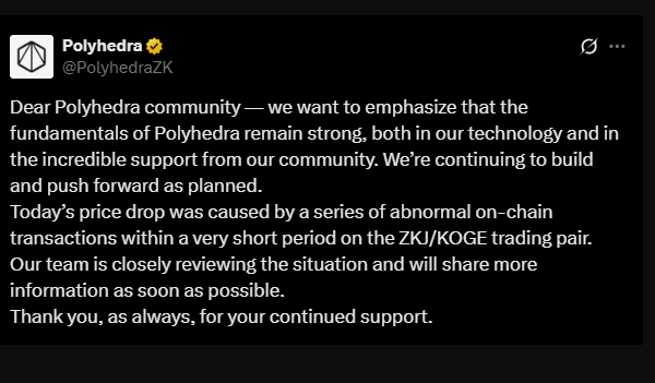 Here’s Why Polyhedra’s ZKJ Token Price Crash Wipes Out 0M in Hours Here’s Why Polyhedra’s ZKJ Token Price Crash Wipes Out 0M in Hours
