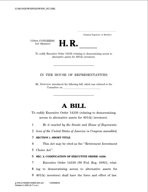 US House Lawmaker Introduces Bill To Allow Crypto Investments In 401(k) Plans