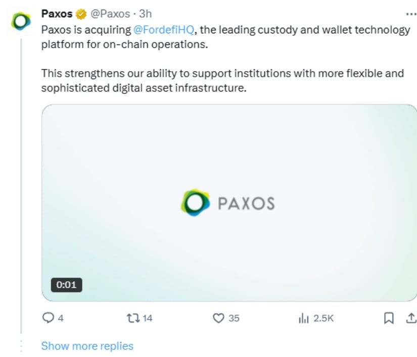 Paxos Acquires Crypto Wallet Startup Fordefi to Expand Custody Services Paxos Acquires Crypto Wallet Startup Fordefi to Expand Custody Services