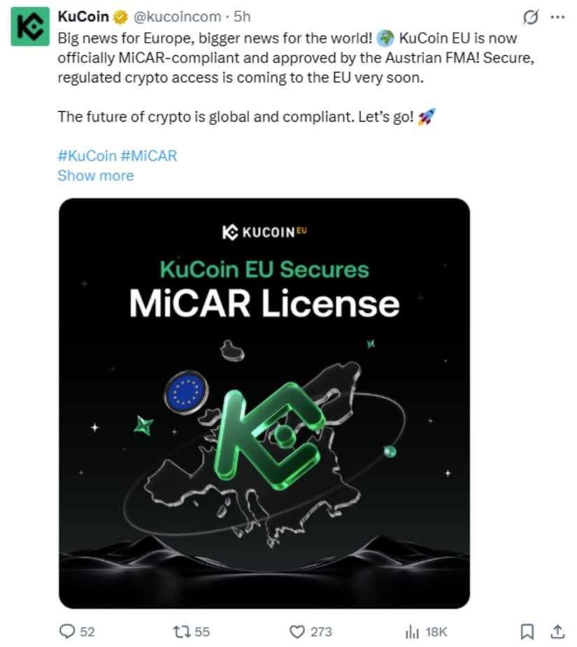 KuCoin Wins Major EU License as Crypto Exchanges Face High Entry Barriers
