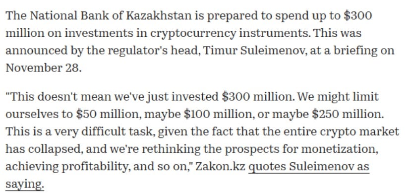 Kazakhstan’s Central Bank Plans 0 Million Crypto Investment From Gold Reserves