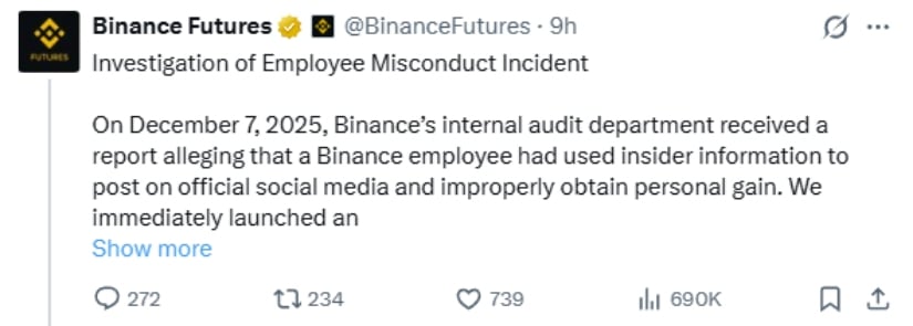 Binance Suspends Employee Over Insider Trading Scandal Involving Meme Token