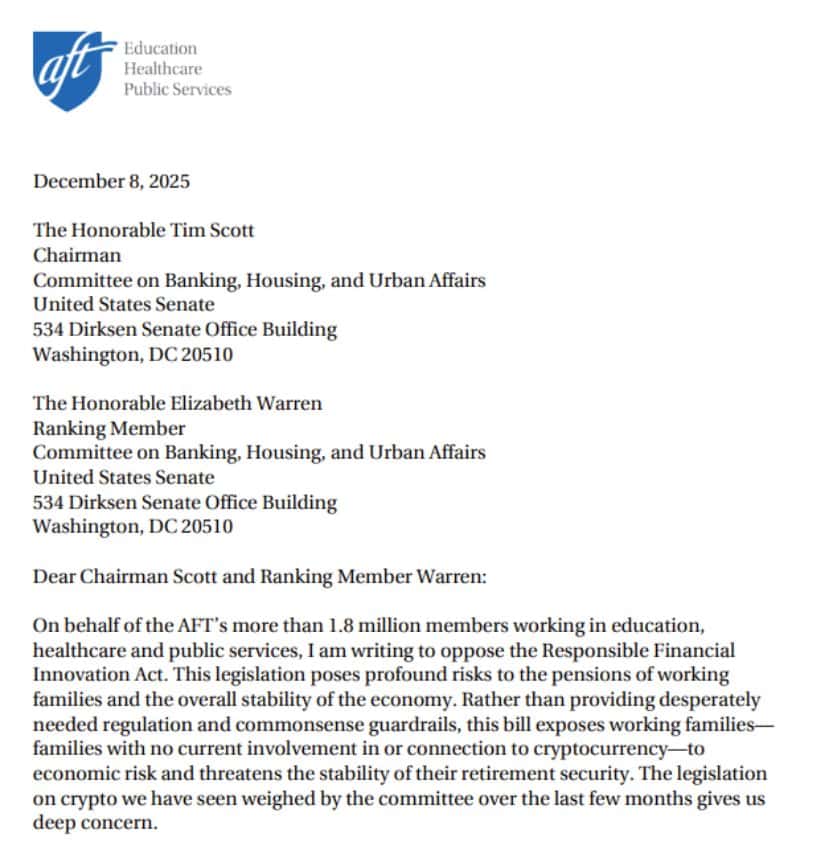 Teachers Unions Sound Alarm on Crypto Bill Threatening Retirement Security