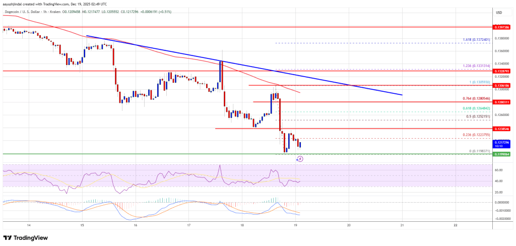 Dogecoin (DOGE) Sinks Further Into Red as Momentum Turns Sharply Bearish