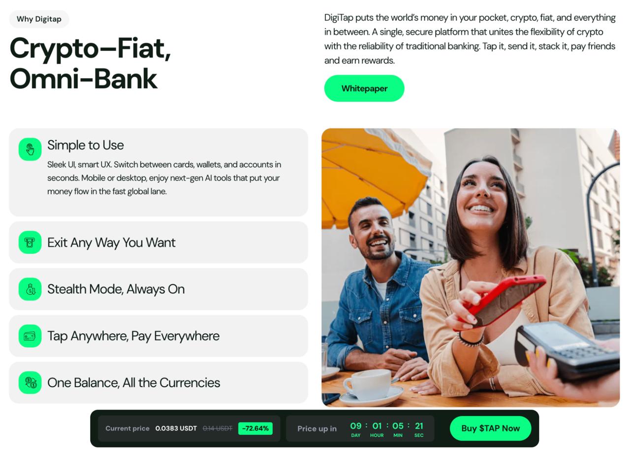 Solana’s 2 Flush Sets Up A Bounce—Digitap ($TAP) Pulls Capital Into Real-World Rewards As Best Crypto Presale December