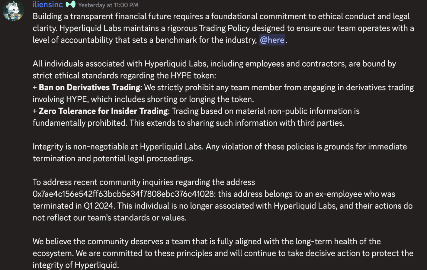 Hyperliquid Addresses Community Claims Over HYPE Token Selling Hyperliquid Addresses Community Claims Over HYPE Token Selling