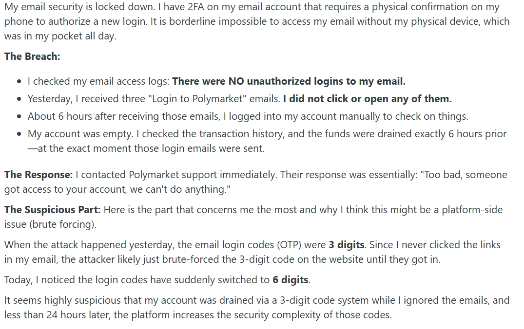 Polymarket blames user account hacks to third-party provider security issue