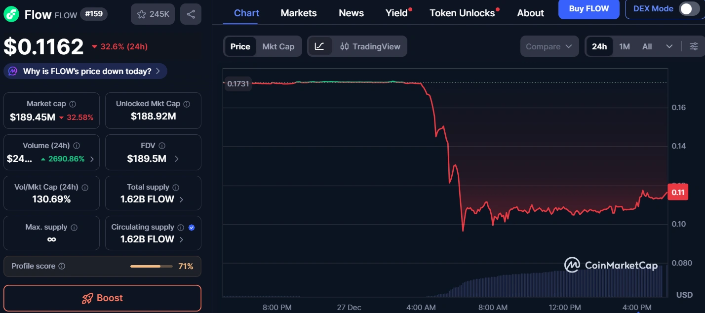 Flow token plummets as project investigates security incident