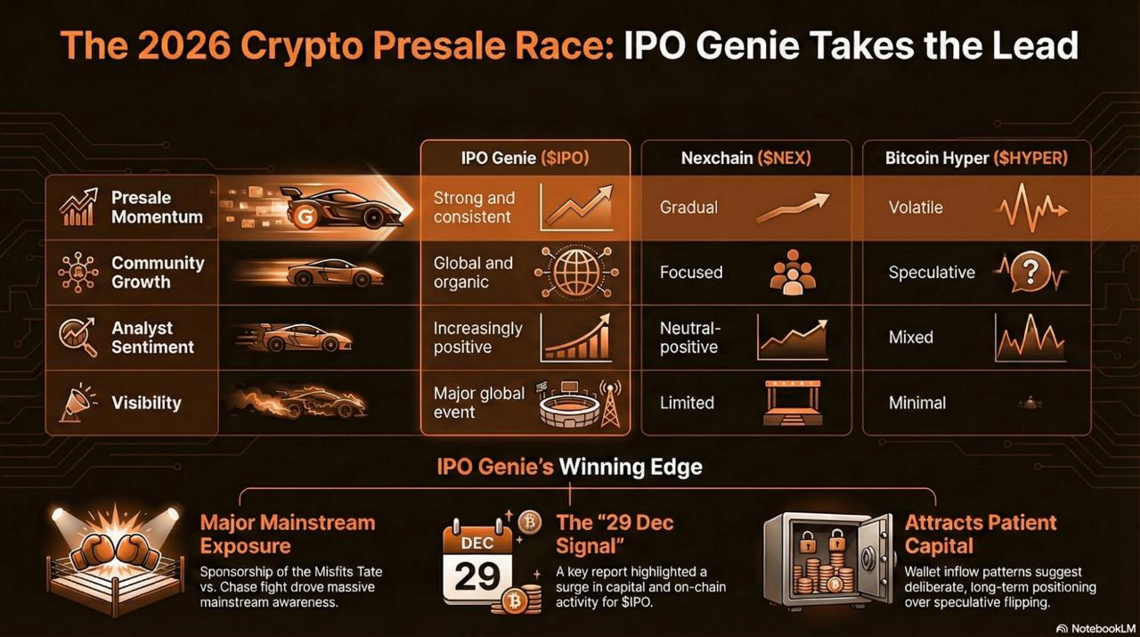 IPO Genie ($IPO) Faces Nexchain and Bitcoin Hyper in the 2026 Presale ROI Race