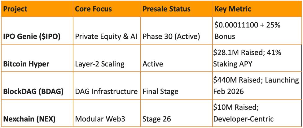 Best Crypto Presales to Buy This New Year 2026: IPO Genie ($IPO) Leads Early Rankings