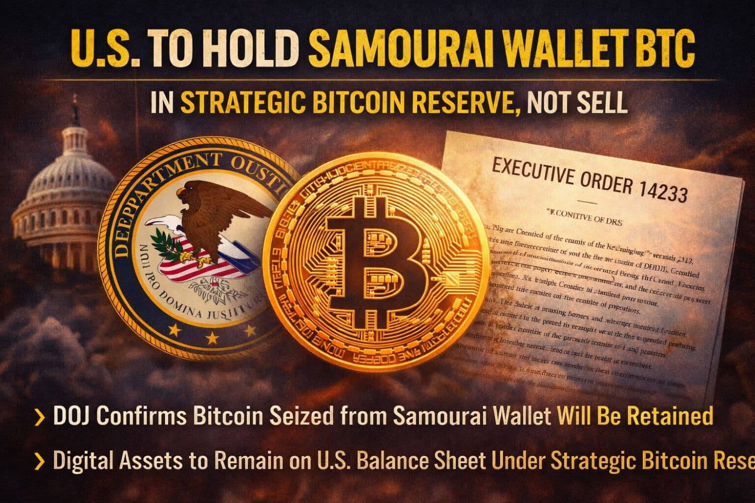 U.S. Confirms Samourai Wallet Bitcoin Will Be Held In Strategic Reserve, Not Sold U.S. Confirms Samourai Wallet Bitcoin Will Be Held In Strategic Reserve, Not Sold