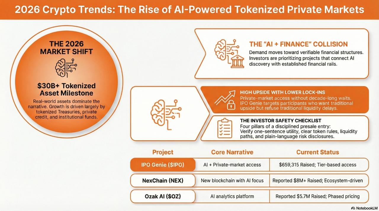 Top Crypto Presale Narrative for 2026: AI-Powered Deal Discovery and Tokenized Private Markets With IPO Genie