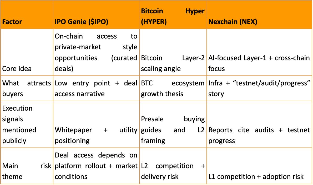IPO Genie vs Bitcoin Hyper vs Nexchain - Which Presale Promises the Highest ROI in 2026?