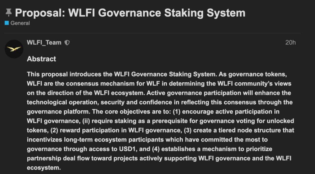 World Liberty Financial’s (WLFI) Crypto Staking Lock-Up and Super Node Governance Play