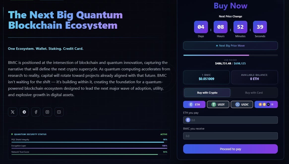 BMIC Token: Why This Quantum-Secure Presale Should Be on XRP Investors’ Radar